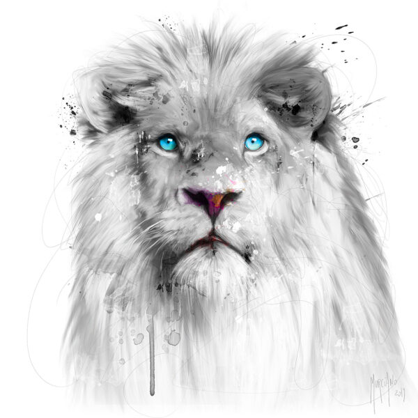 Lion White - Poster PREMIUM authentique de Patrice MURCIANO