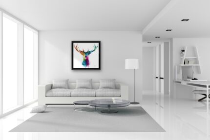 3D rendering : illustration of White interior design of living r