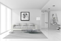 White Lion peinture toile blanche artiste oeuvre