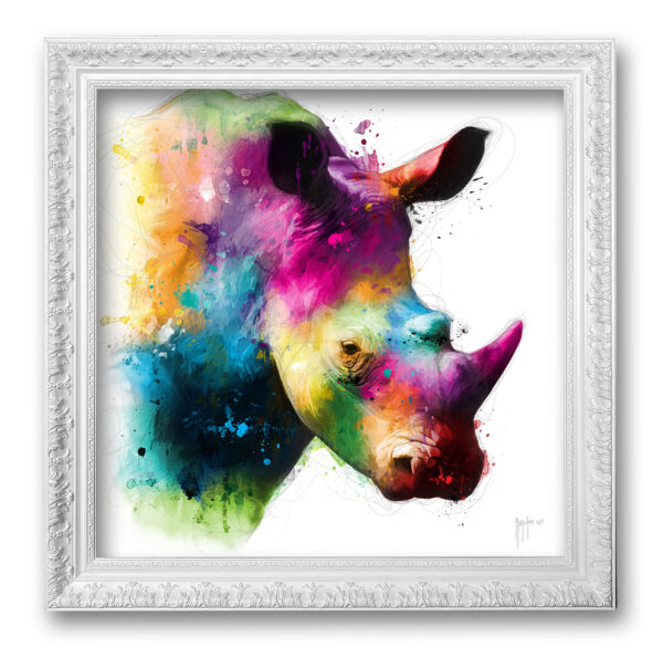 Rhinoceros peinture toile oeuvre encadrement contemporain