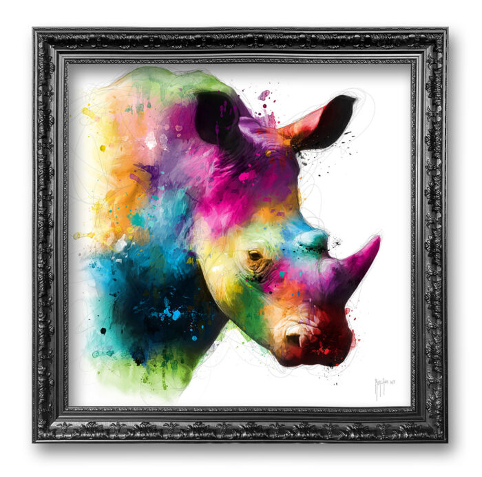 Rhinoceros peinture toile oeuvre encadrement contemporain