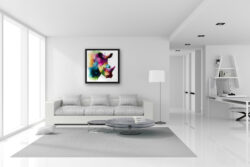 Rhinoceros peinture toile oeuvre encadrement contemporain