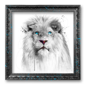 White Lion peinture toile blanche artiste oeuvre