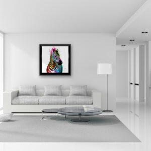 Zebra Pop zebre couleur peinture toile cadre oeuvre contemporaine