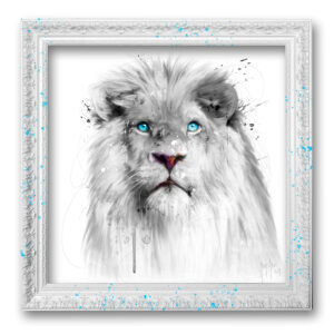 White Lion peinture toile blanche artiste oeuvre