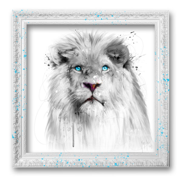 White Lion peinture toile blanche artiste oeuvre