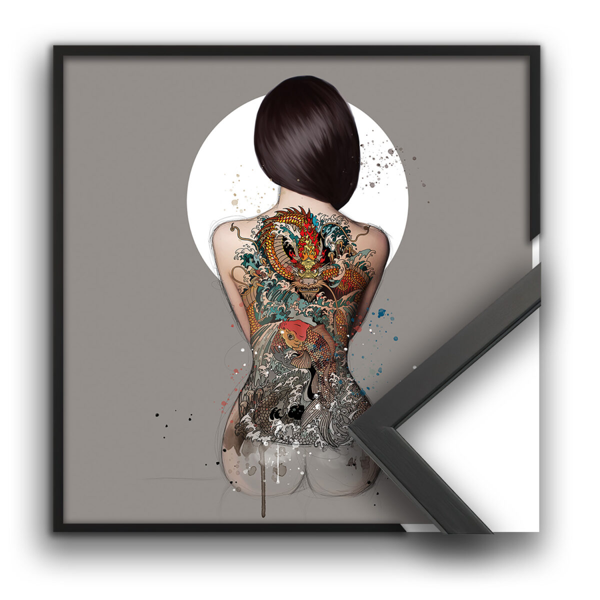 Poster encadré La femme tatouée – 50x50cm