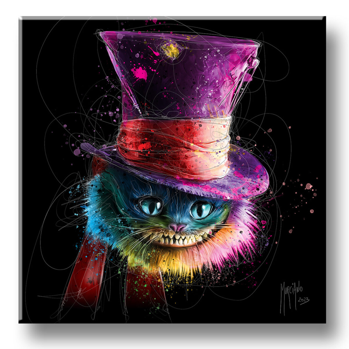 Le chat de Cheshire - alice au pays des merveilles tableau toile peinture oeuvre couleur