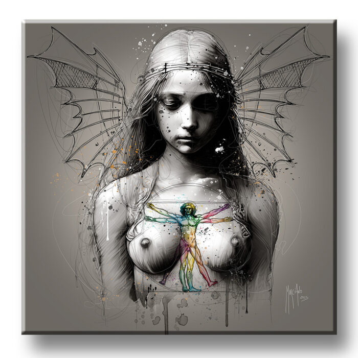 Da Vinci's Angel femme toile oeuvre nu peinture artiste montpellier