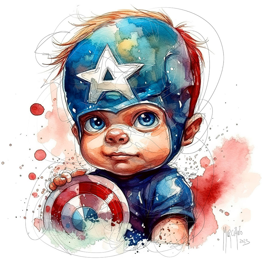 Poster – Super Baby Captain America – 30x30cm