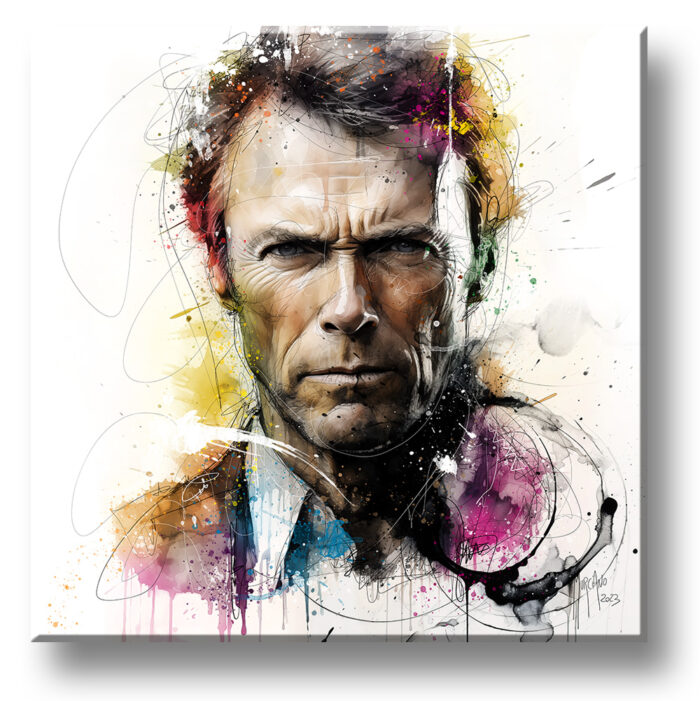 Clint eastwood tableau portrait oeuvre toile peinture
