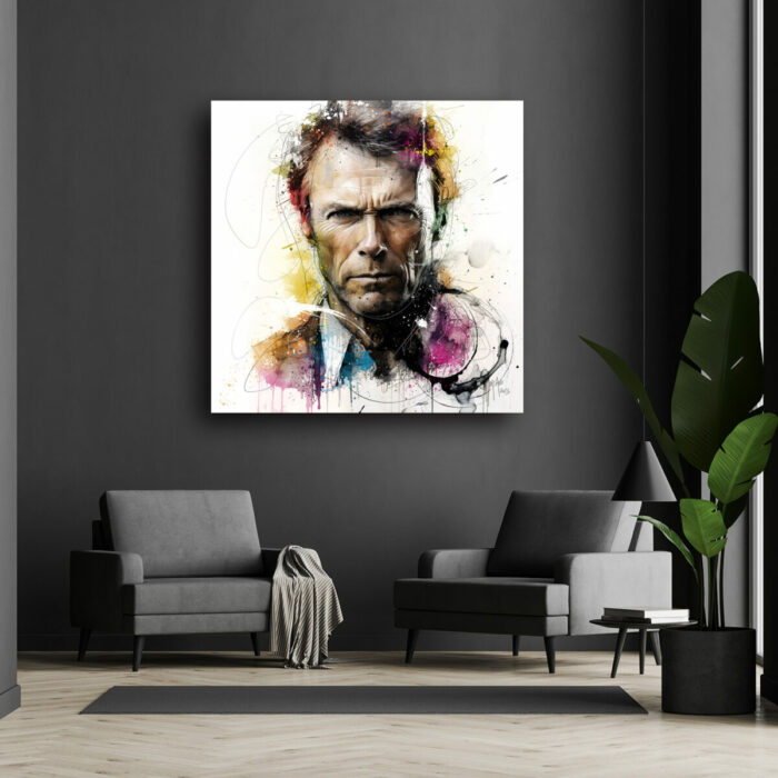 Clint eastwood tableau portrait oeuvre toile peinture