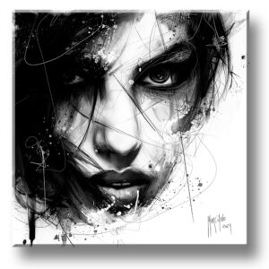 Amy Winehouse tableau toile peinture noir blanc contemporain artisitique