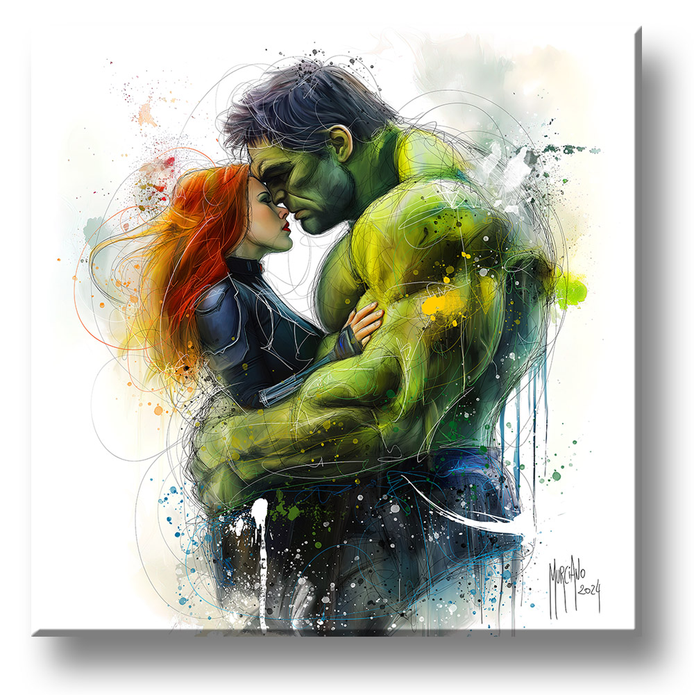Black Widow love Hulk – 120x120cm – Toile Originale