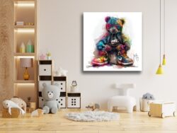 Teddy Street ours toile tableau peinture