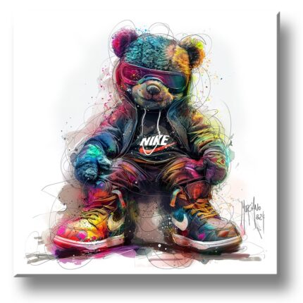 Teddy Street ours toile tableau peinture