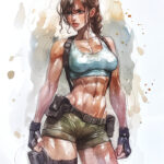 Aquarelle originale Lara Croft