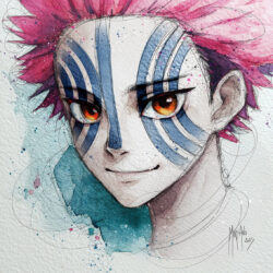 Akaza demon slayers oeuvre artistique tableau toile peinture par Murciano