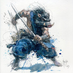 Inosuke Hashibira demon slayers oeuvre artistique tableau toile peinture par Murciano