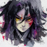 Kokushibo Human demon slayers oeuvre artistique tableau toile peinture par Murciano