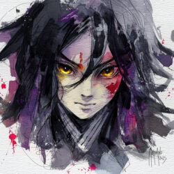 Kokushibo Human demon slayers oeuvre artistique tableau toile peinture par Murciano