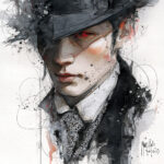 Muzan Kibutsuji demon slayers oeuvre artistique tableau toile peinture par Murciano