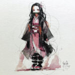 Nezuko 2 demon slayers oeuvre artistique tableau toile peinture par Murciano