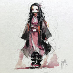 Nezuko 2 demon slayers oeuvre artistique tableau toile peinture par Murciano