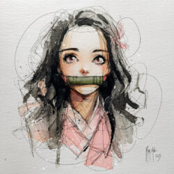 Nezuko demon slayers oeuvre artistique tableau toile peinture par Murciano
