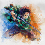 Tanjiro demon slayers oeuvre artistique tableau toile peinture par Murciano