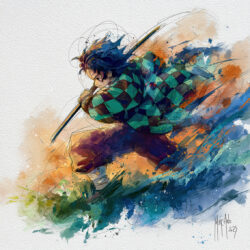 Tanjiro demon slayers oeuvre artistique tableau toile peinture par Murciano