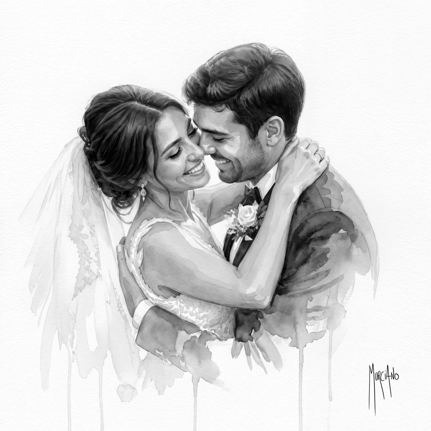 Exemple en aquarelle noir et blanc